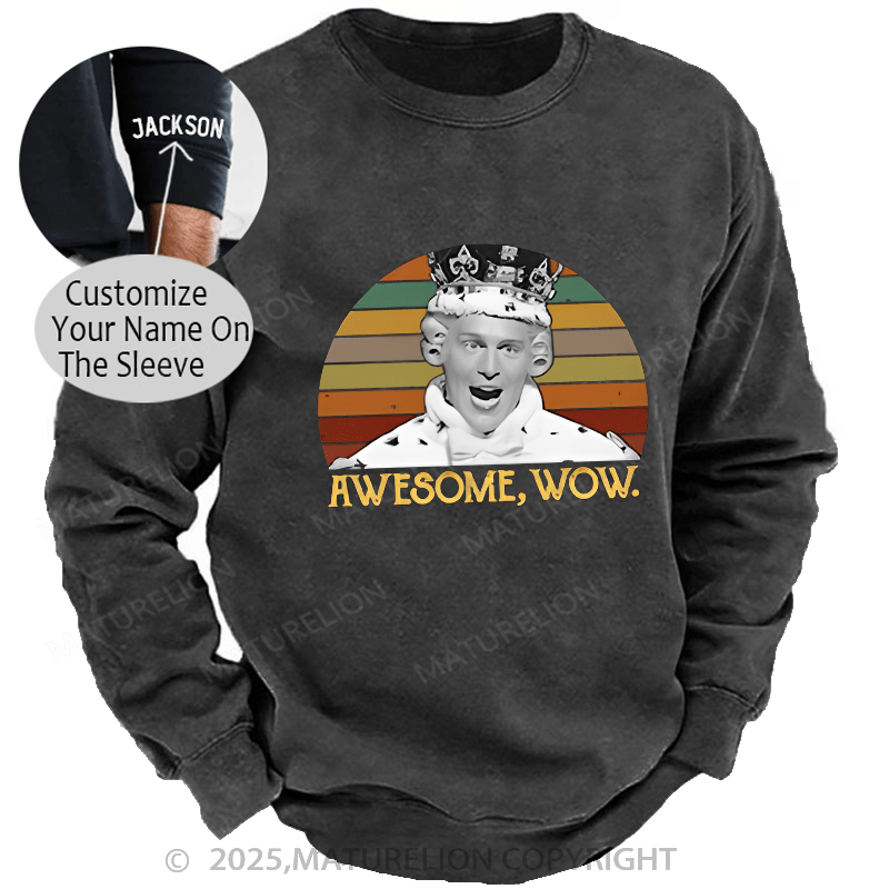 Maturelion Men's Sweatshirts  Awesome Wow King George III Hamilton Sweatshirts Washed Sweatshirts