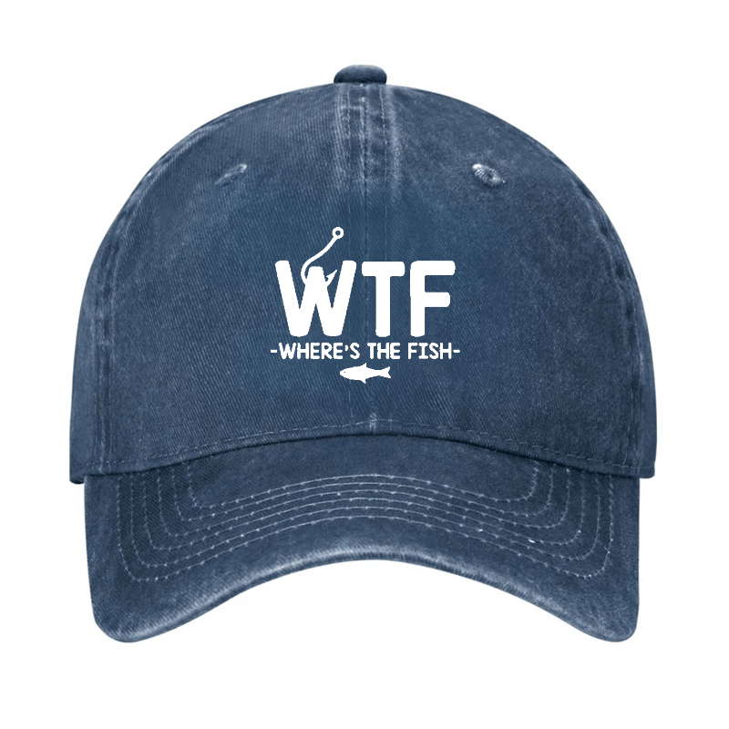 WTF - Where's The Fish Funny Print Cap