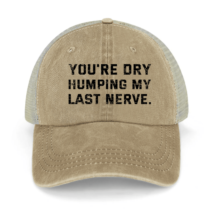 You're Dry Humping My Last Nerve Washed Denim Mesh Back Cap