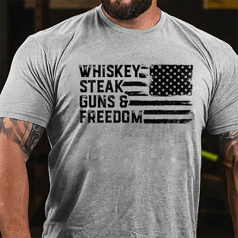 Whiskey Steak Guns & Freedom Cotton T-shirt