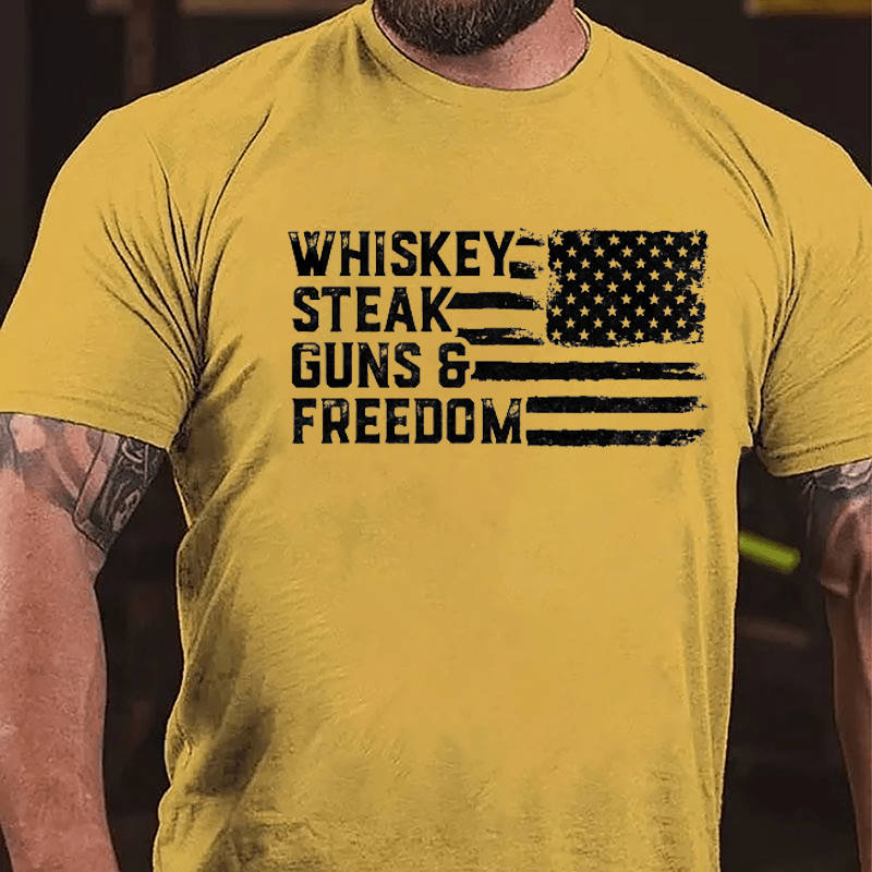 Whiskey Steak Guns & Freedom Cotton T-shirt