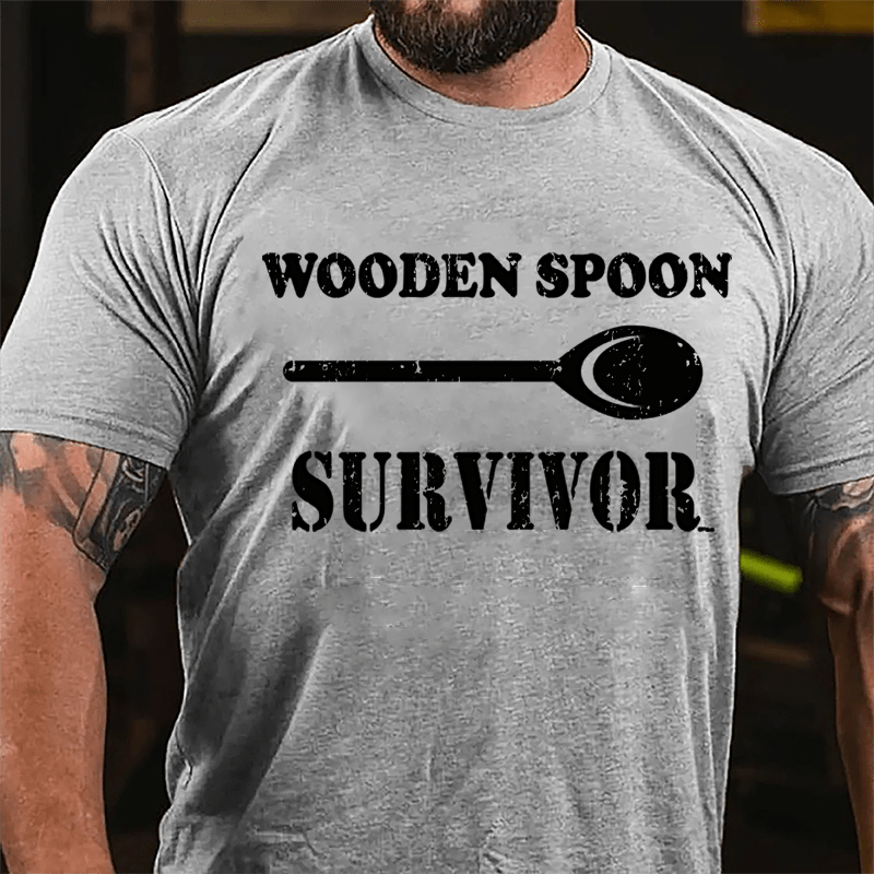 Wooden Spoon Survivor Funny Cotton T-shirt