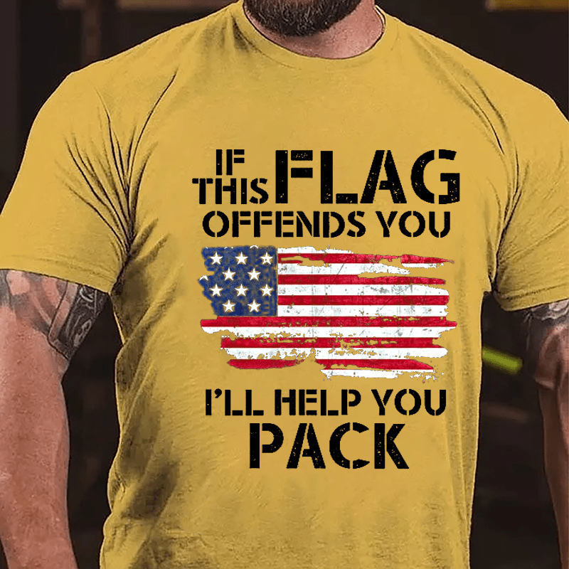 If This Flag Offends You I'll Help You Pack USA Flag Cotton T-shirt