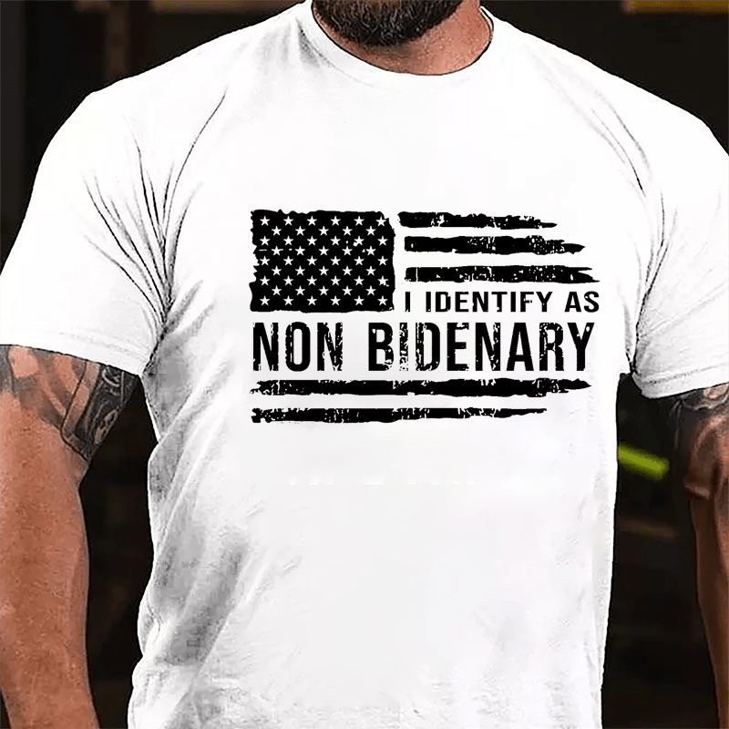 Men's I Identify As Non Bidenary Printed Cotton T-shirt