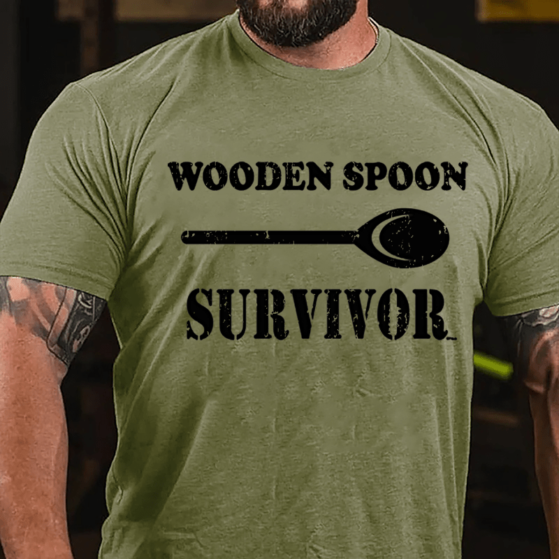 Wooden Spoon Survivor Funny Cotton T-shirt