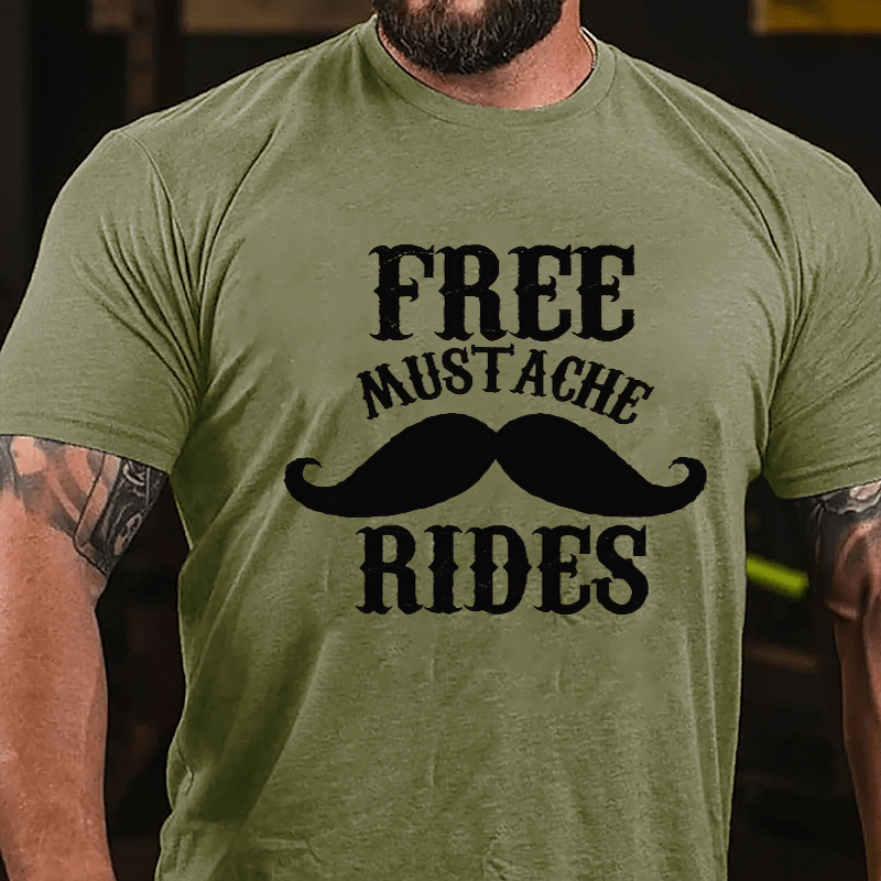 Free Mustache Rides Men's Funny Cotton T-shirt