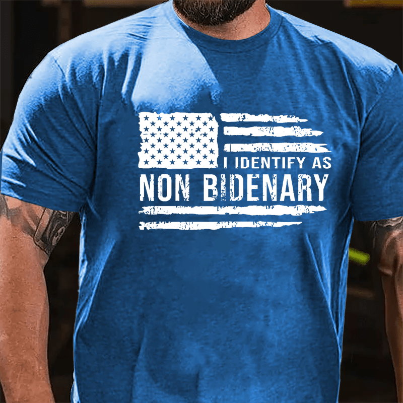 Men's I Identify As Non Bidenary Printed Cotton T-shirt