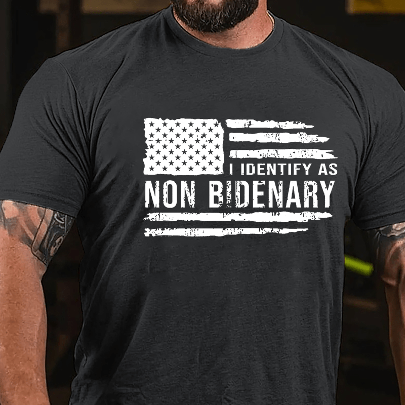 Men's I Identify As Non Bidenary Printed Cotton T-shirt