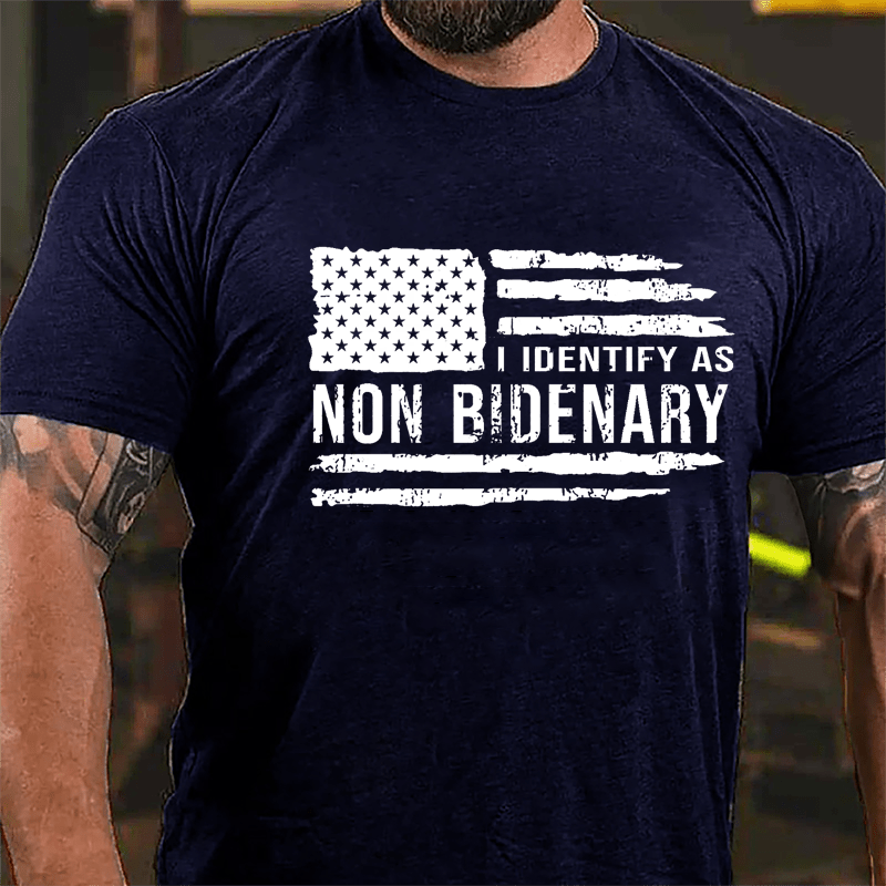 Men's I Identify As Non Bidenary Printed Cotton T-shirt