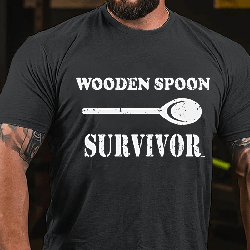 Wooden Spoon Survivor Funny Cotton T-shirt