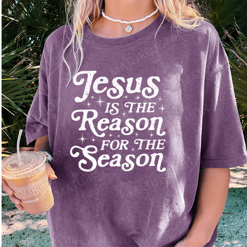 Maturelion Jesus Is The Reason For The Season DTG Printing Washed Cotton T-Shirt