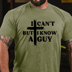 I Can't But I Know A Guy Cross Print Cotton T-shirt