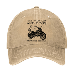 I Like Motorcycles And Dogs And Maybe 3 People Funny Custom Cap