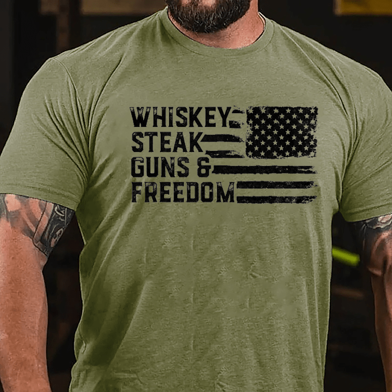 Whiskey Steak Guns & Freedom Cotton T-shirt