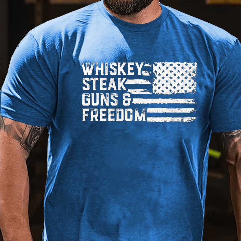 Whiskey Steak Guns & Freedom Cotton T-shirt