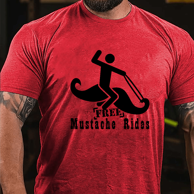 Free Mustache Rides Print Cotton T-shirt