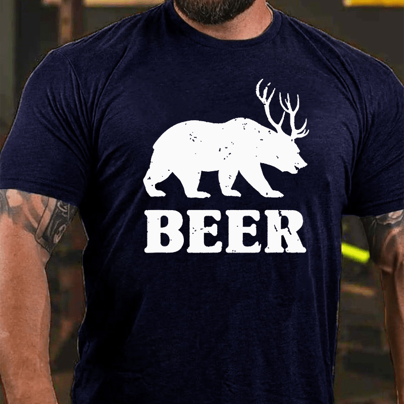 Bear Deer Funny Cotton T-shirt