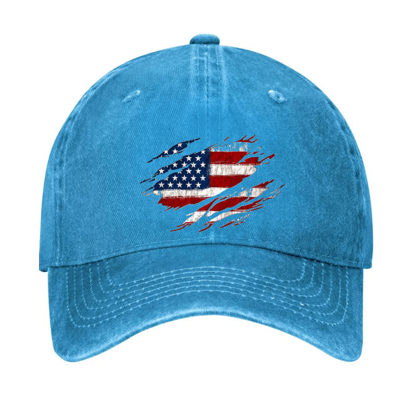 Distressed American Flag Print Cap