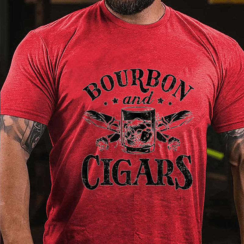 Bourbon And Cigars Graphic Cotton T-shirt