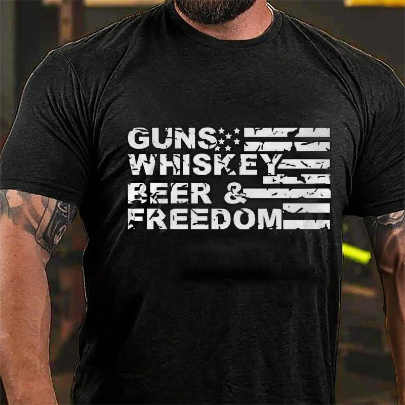 Guns Whiskey Beer And Freedom Cotton T-shirt