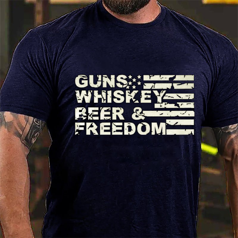 Guns Whiskey Beer And Freedom Cotton T-shirt