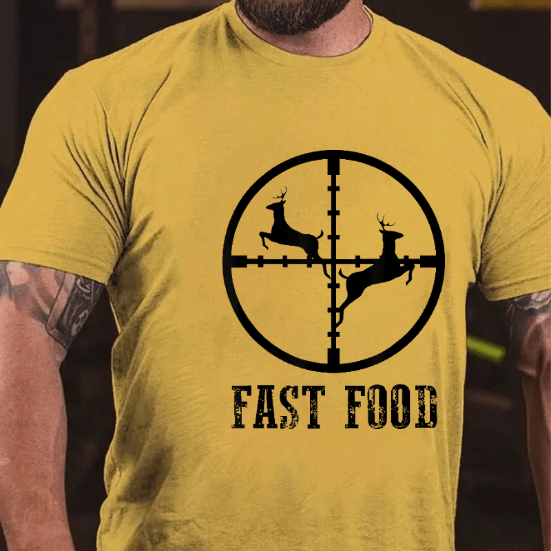 Fast Food Deer Hunting Gift Cotton T-shirt