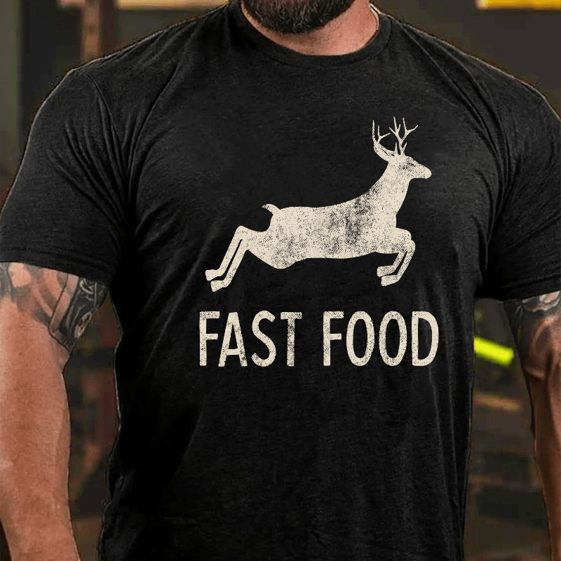 Maturelion Fast Food Funny Men Hunting Cotton T-shirt