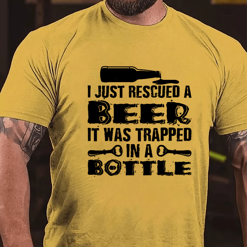 I Just Rescued A Beer It Was Trapped In A Bottle Men's Cotton T-shirt