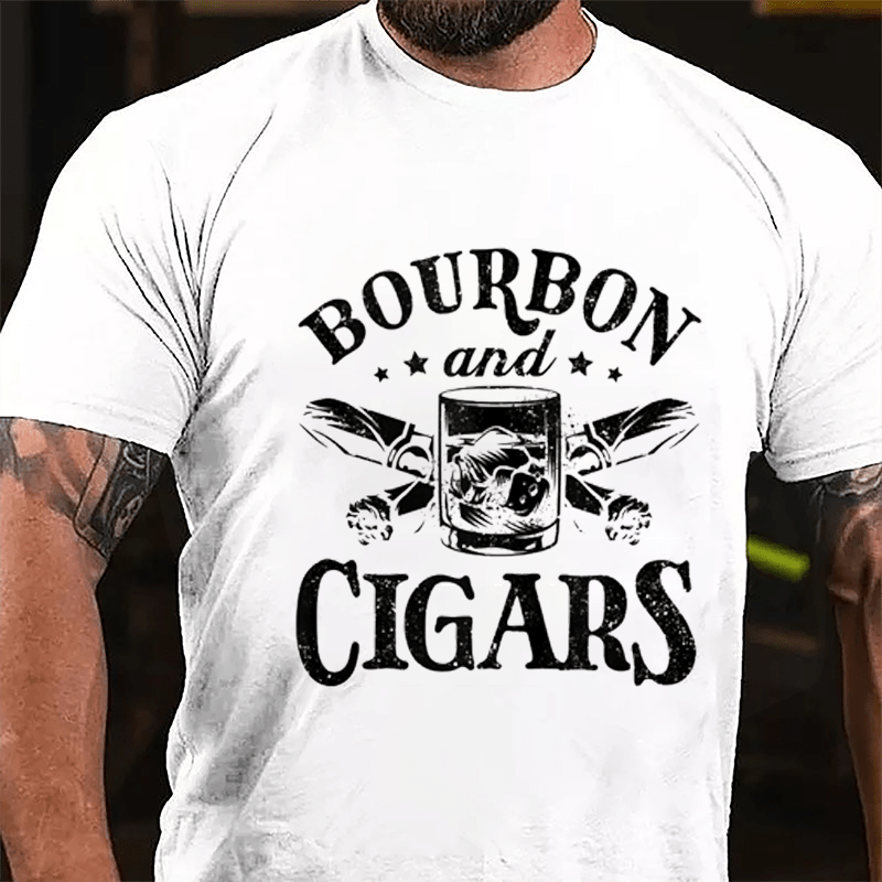 Bourbon And Cigars Graphic Cotton T-shirt