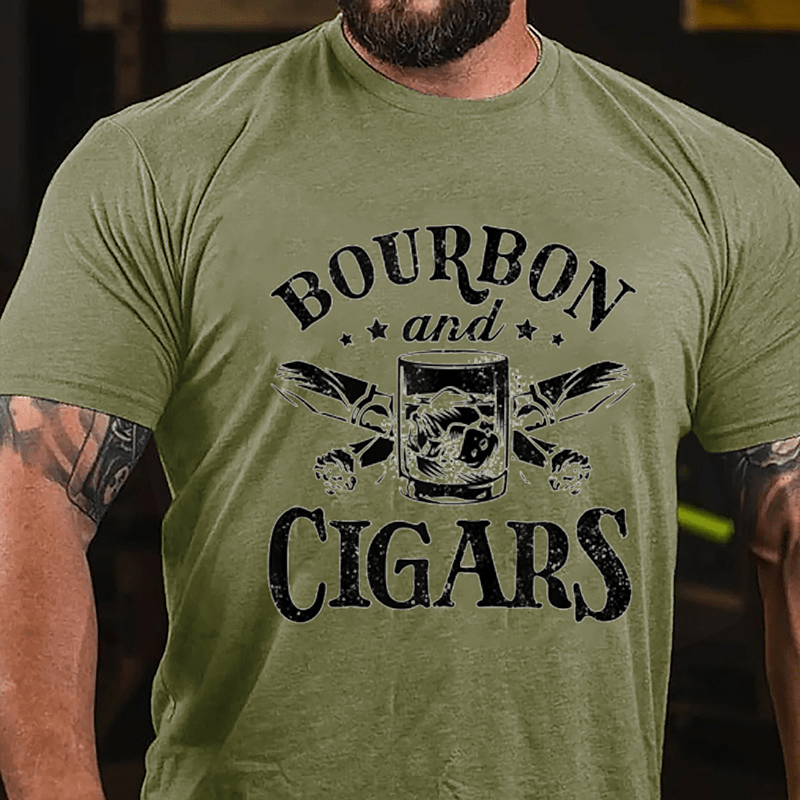 Bourbon And Cigars Graphic Cotton T-shirt