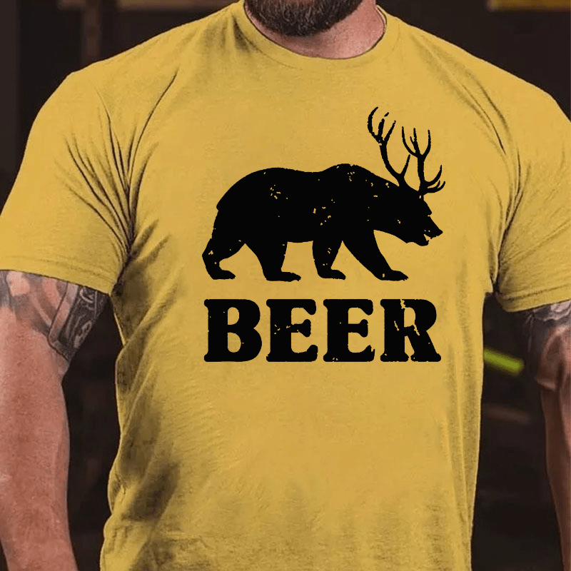 Bear Deer Funny Cotton T-shirt