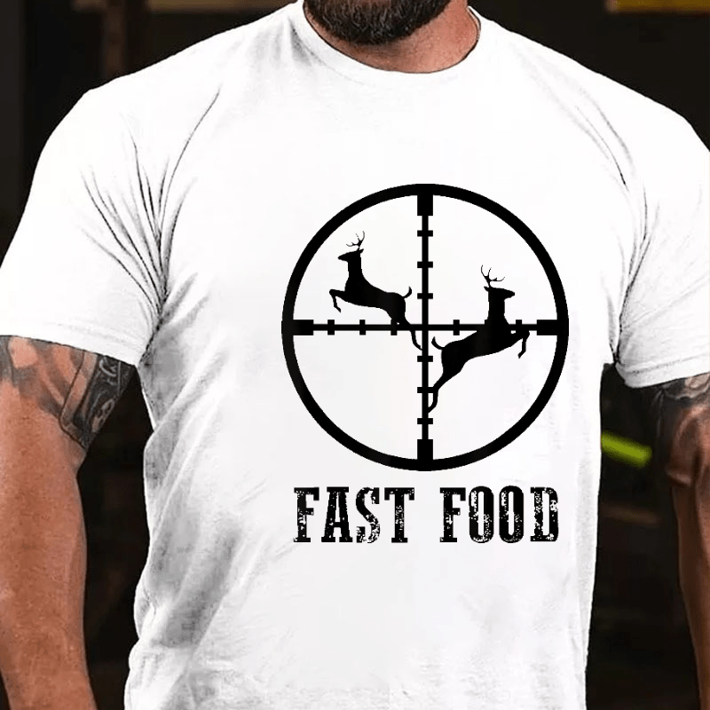 Fast Food Deer Hunting Gift Cotton T-shirt