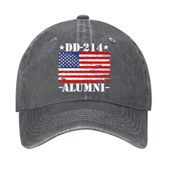 DD-214 Alumni Military Veteran American Flag Patriotic Cap