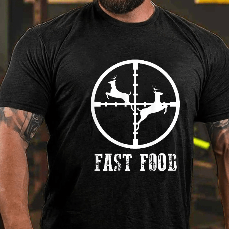 Fast Food Deer Hunting Gift Cotton T-shirt