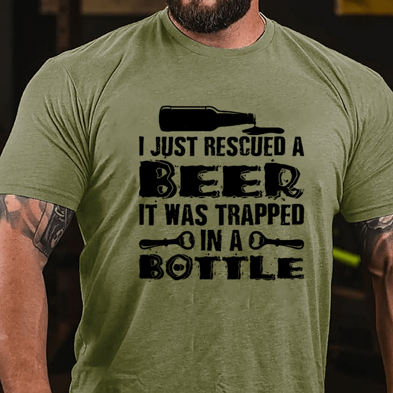 I Just Rescued A Beer It Was Trapped In A Bottle Men's Cotton T-shirt