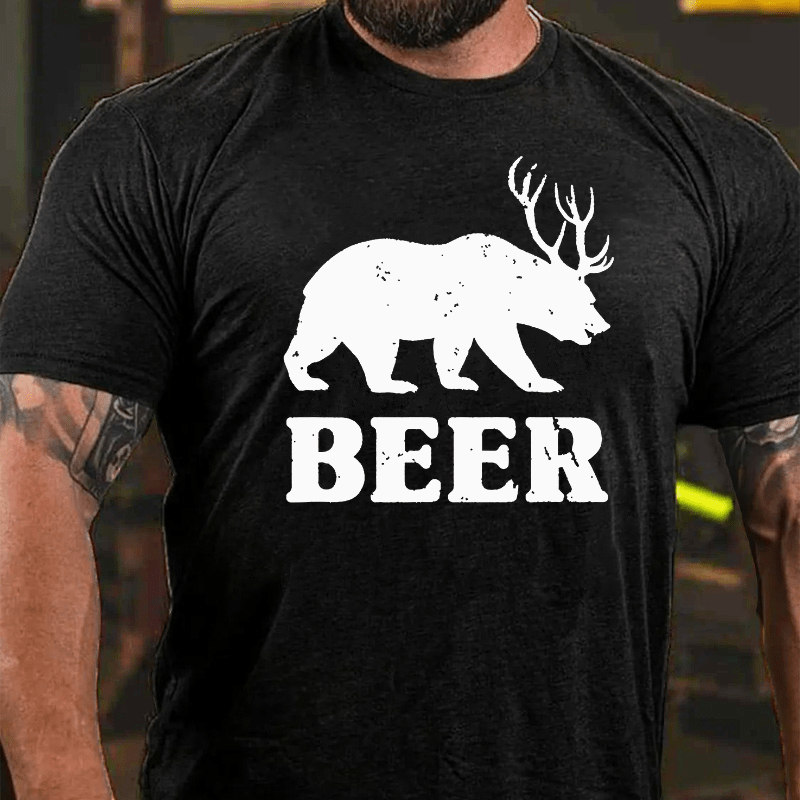 Bear Deer Funny Cotton T-shirt