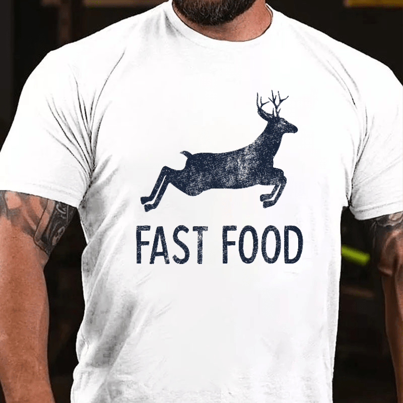 Maturelion Fast Food Funny Men Hunting Cotton T-shirt