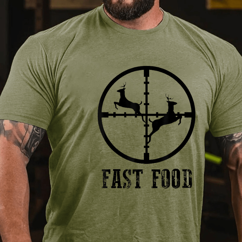 Fast Food Deer Hunting Gift Cotton T-shirt