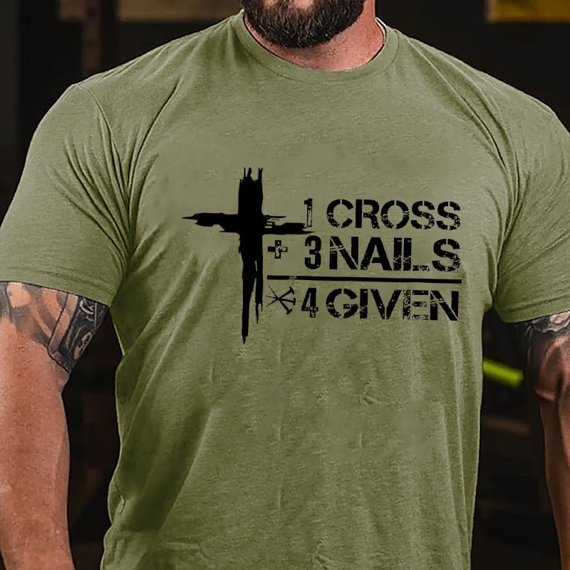 1 Cross+3 Nails 4 Given Religion Design Cotton T-shirt