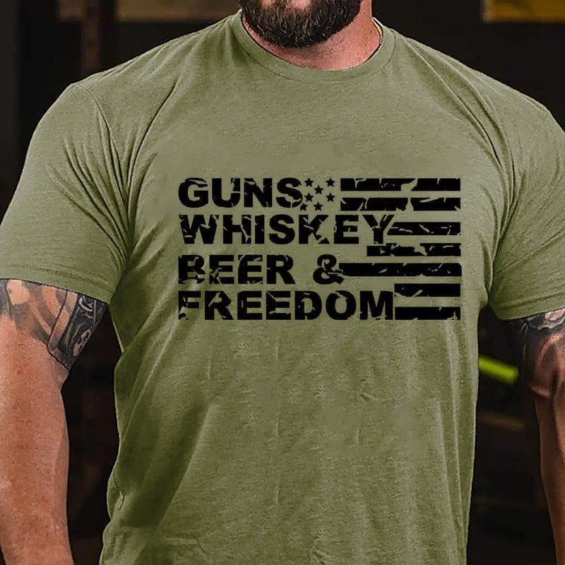 Guns Whiskey Beer And Freedom Cotton T-shirt