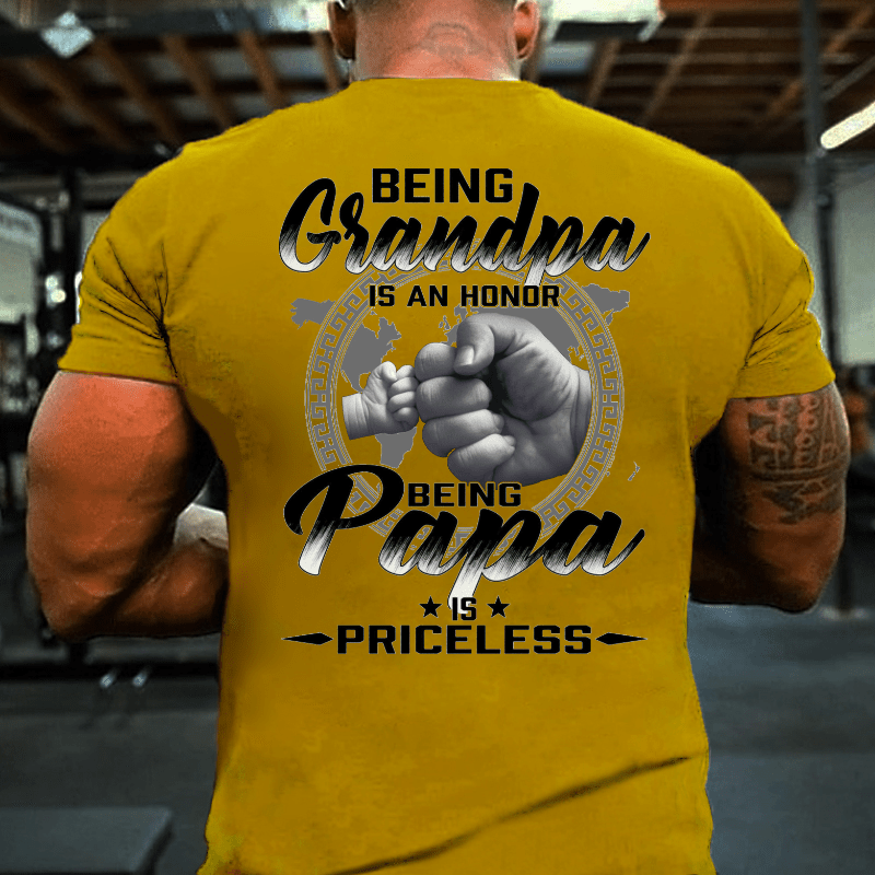 Being Grandpa Is An Honor Being Papa Is Priceless Funny Family Cotton T-shirt
