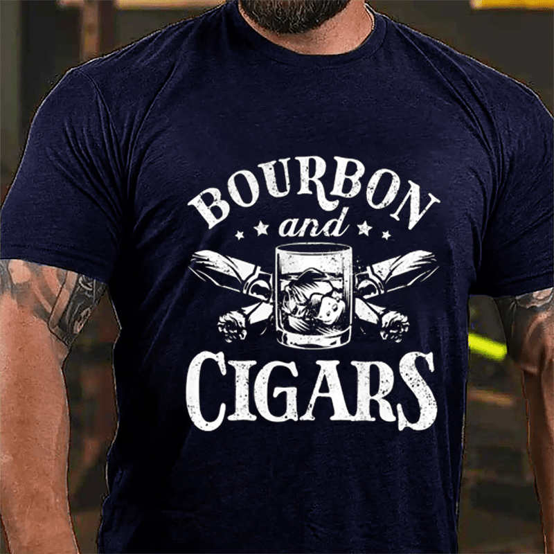 Bourbon And Cigars Graphic Cotton T-shirt