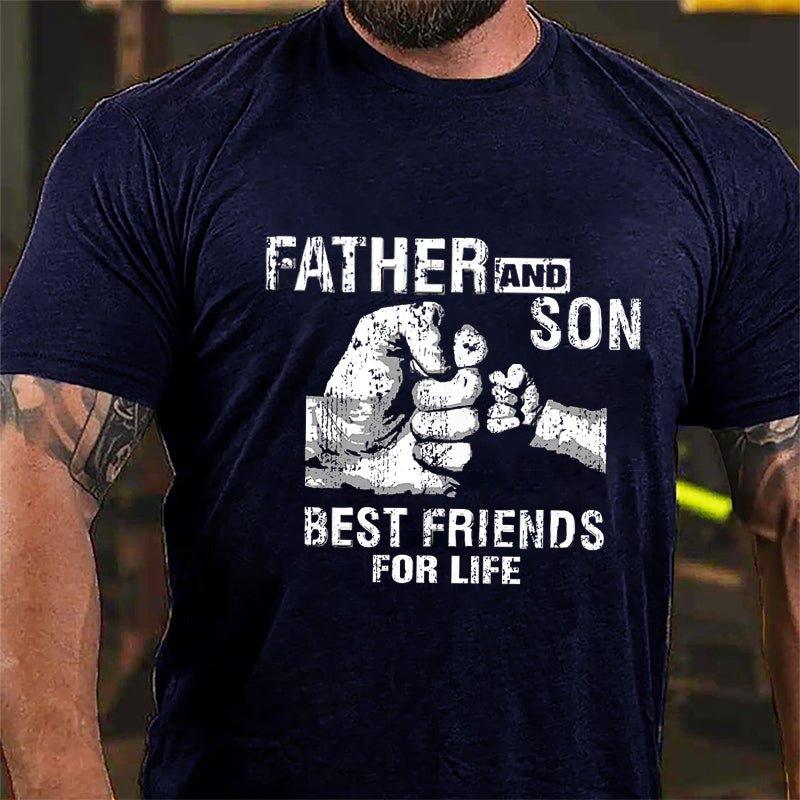 Father And Son Best Friends For Life Father's Day Graphic Cotton T-shirt