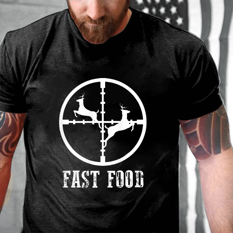 Fast Food Deer Hunting Gift Cotton T-shirt