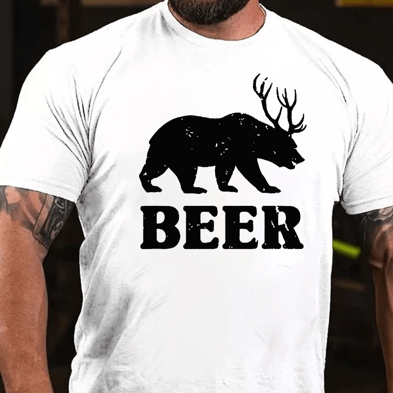 Bear Deer Funny Cotton T-shirt