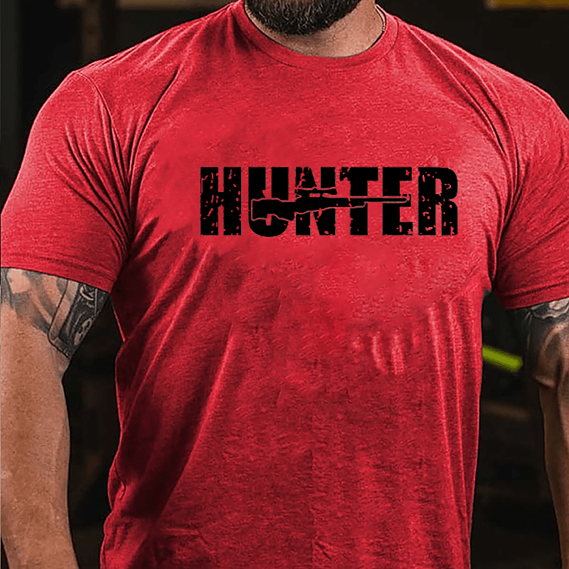 Hunter Gun Print Cotton T-shirt