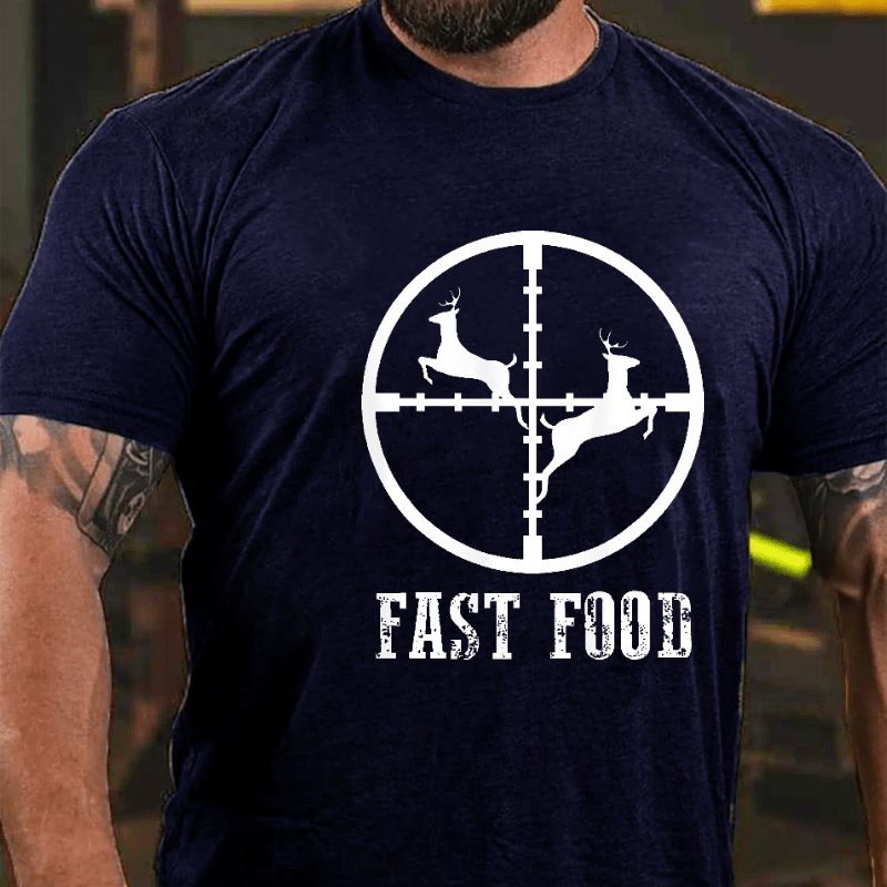 Fast Food Deer Hunting Gift Cotton T-shirt