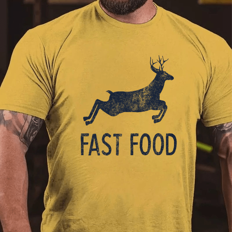 Maturelion Fast Food Funny Men Hunting Cotton T-shirt