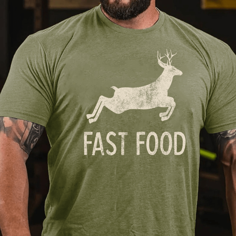 Maturelion Fast Food Funny Men Hunting Cotton T-shirt