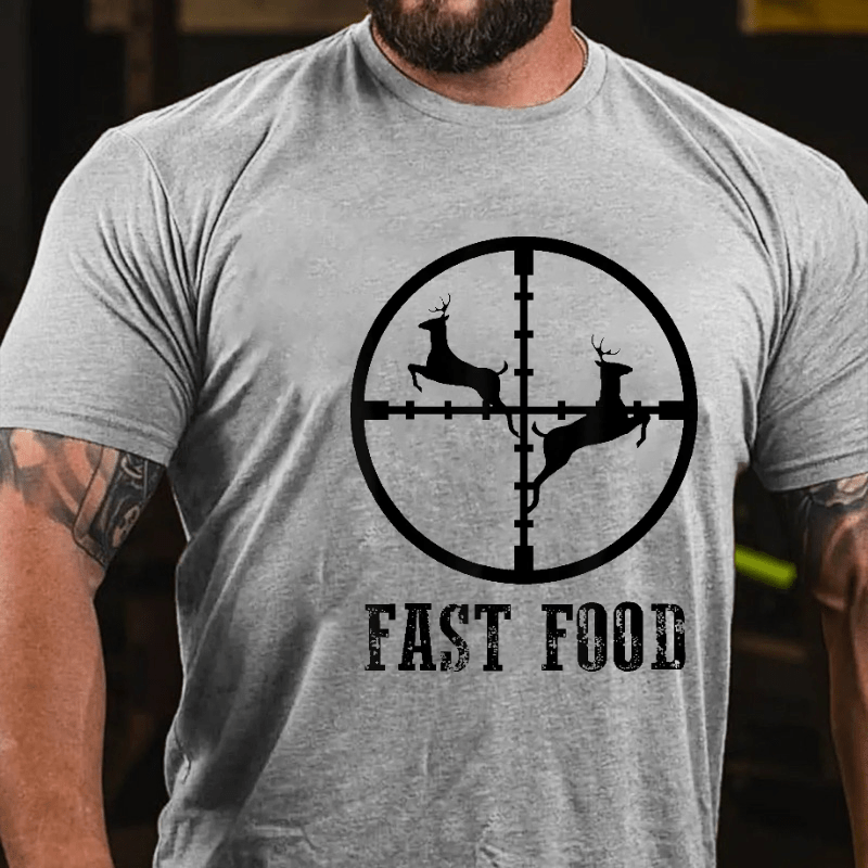 Fast Food Deer Hunting Gift Cotton T-shirt